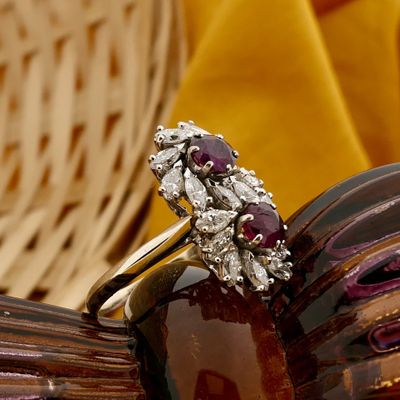 Image 2 of Exclusive white gold cocktail ring with ruby and diamond 0.72 ct.