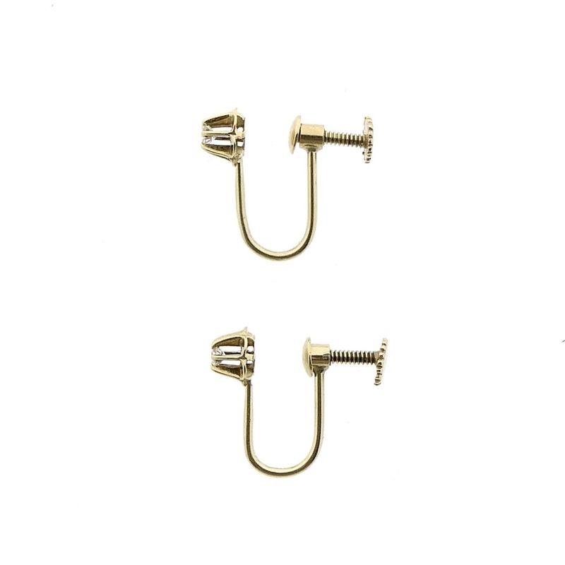 Image 6 of Vintage gold clip-on earrings with diamond; 0.10 ct.