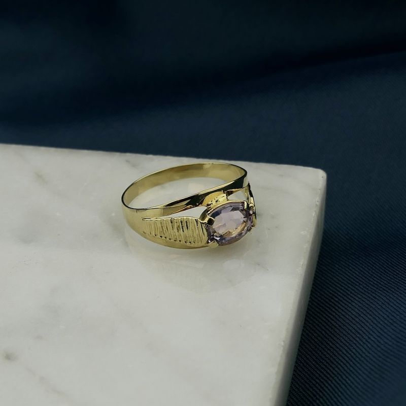 Image 2 of Gold ring with purple zirconia