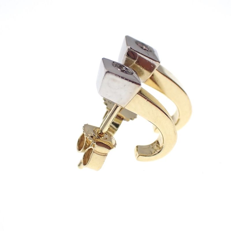 Image 5 of Bicolor gold fantasy stud earrings with diamonds | 0.08 ct.