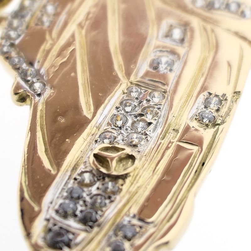 Image 8 of Gold pendant of a Mercedes with zirconia.