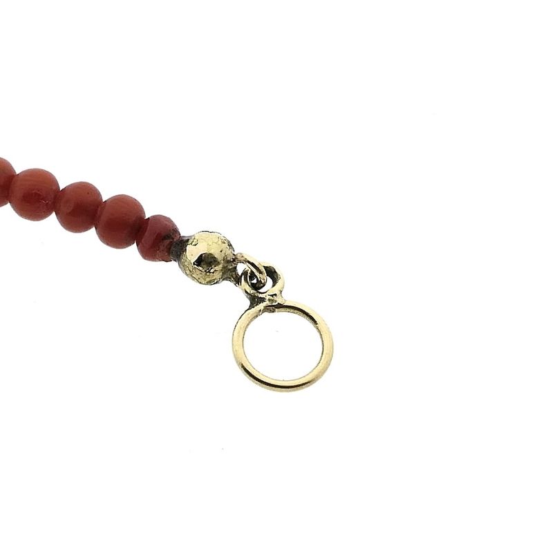 Image 4 of Red coral bead bracelet with gold clasp; Children's bracelet