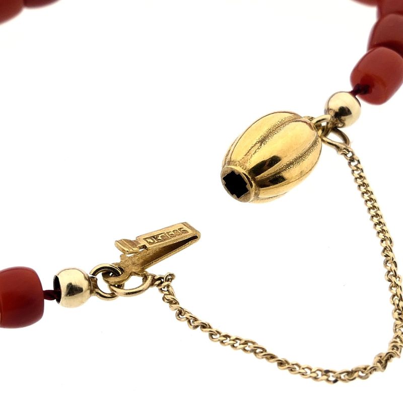 Image 7 of Blood Coral Bracelet with Gold Clasp