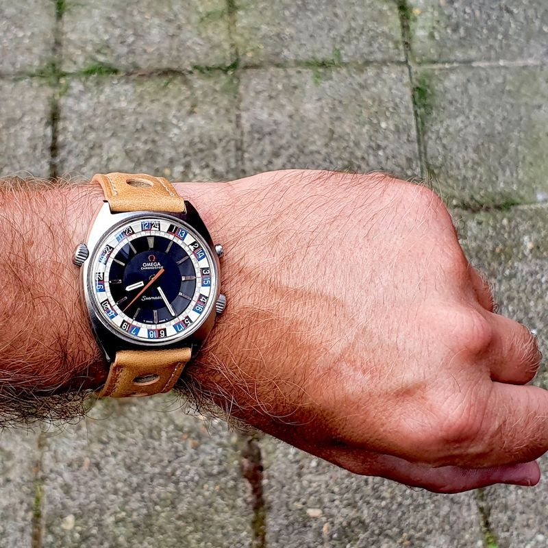 Image 8 of Omega Chronostop 120m 'Roulette'; Vintage heren horloge