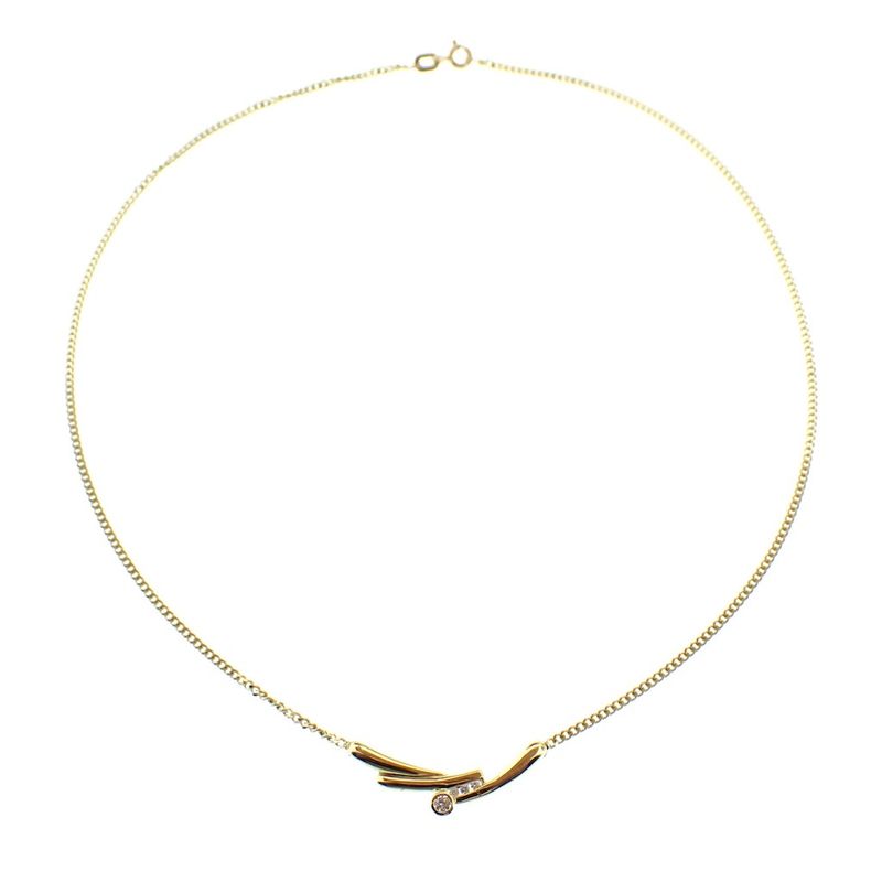 Image 6 of Gold necklace with a fixed pendant with zirconia | 42 cm