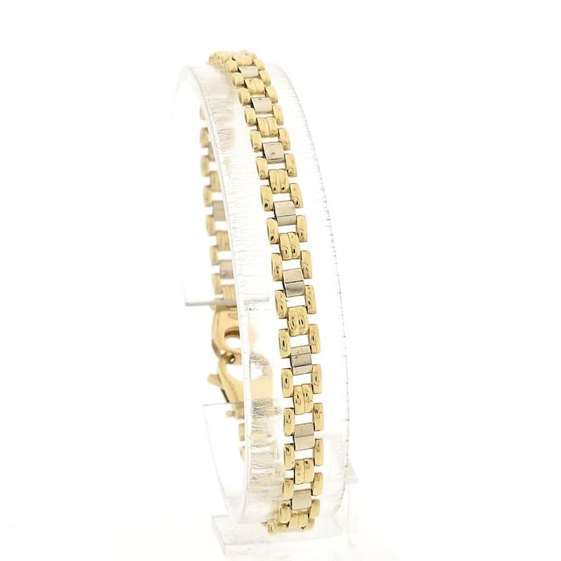 Afbeelding 1 van Bicolor gouden panterschakel armband