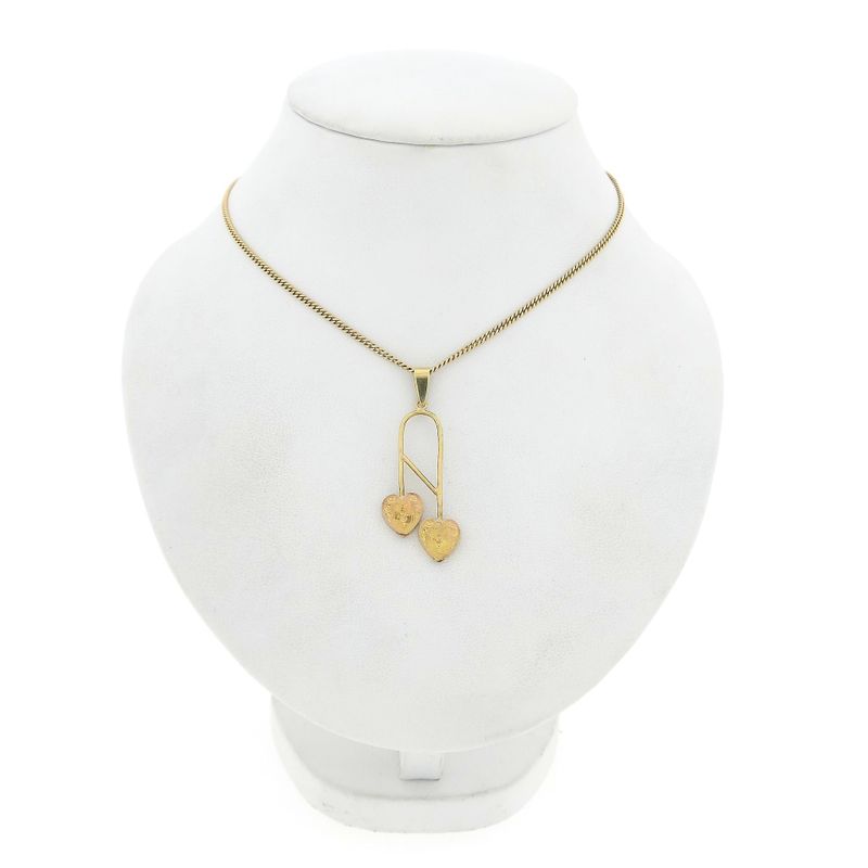 Image 4 of 14 Karat Gold Pendant with Two Hearts