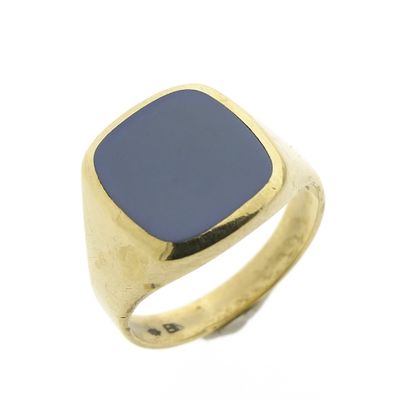 Gold signet ring with blue layered stone; Pinky ring Image 1 of Gold signet ring with blue layered stone; Pinky ring