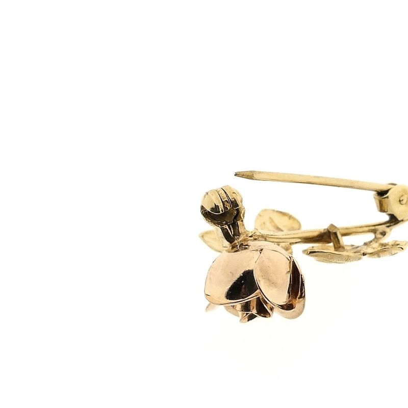 Image 11 of 8-karat bicolor brooch; Vintage/antique | Rose