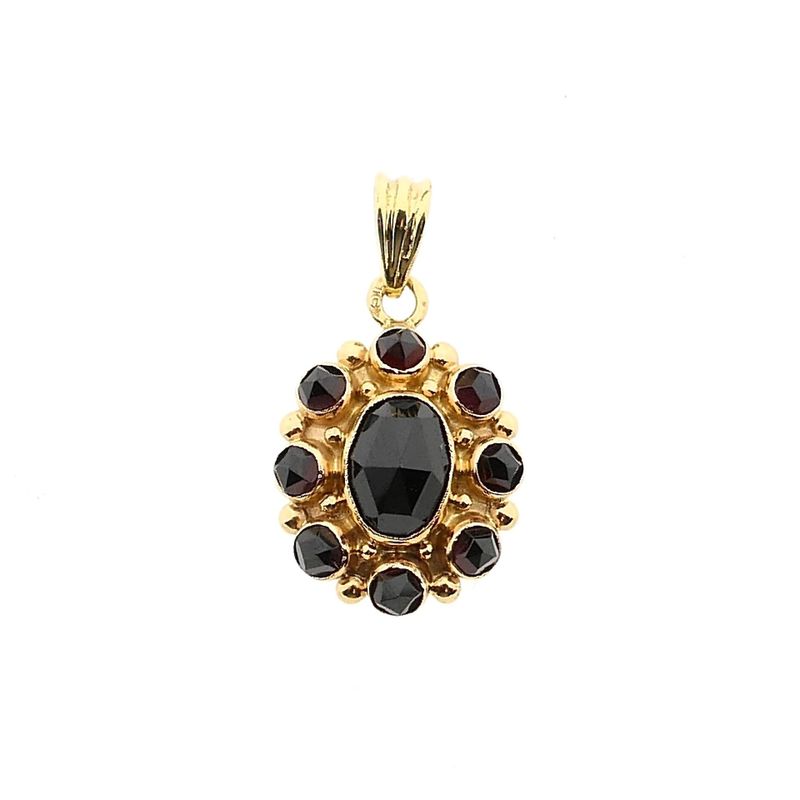 Image 1 of Vintage Gold Pendant with Garnet; 14 Karat