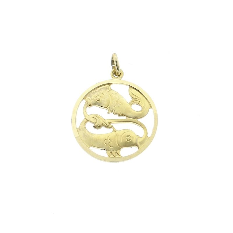 Image 1 of Gold zodiac sign pendant; Pisces