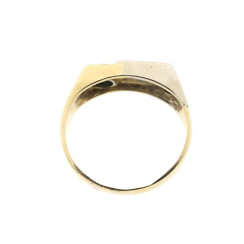 Image 3 of Two-tone gold pinky ring with diamond; 0.08 ct.