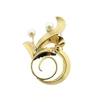 Image 1 of Gold brooch with pearl