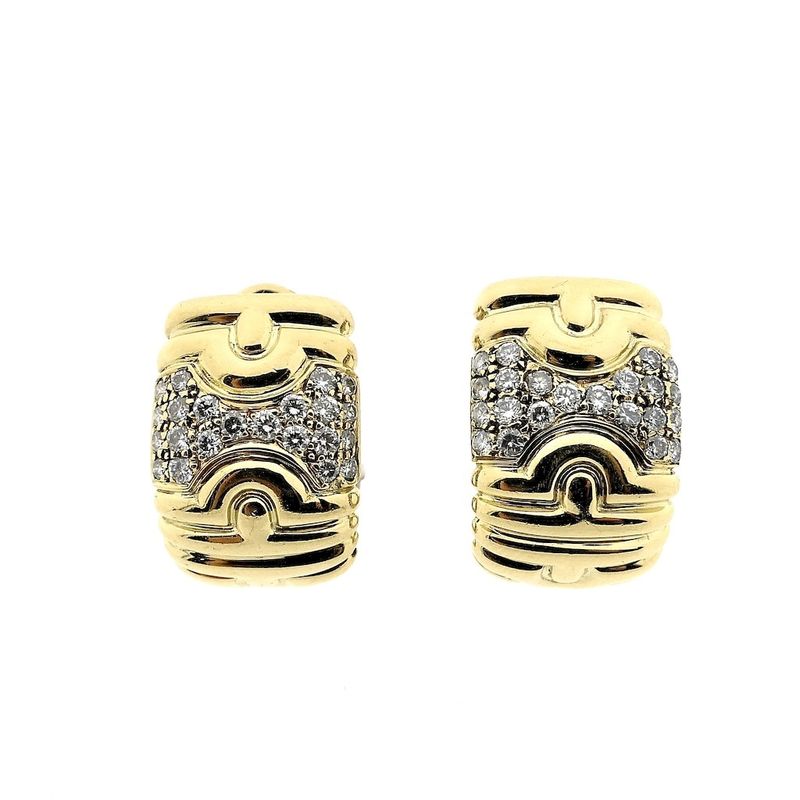 Image 8 of BVLGARI gold earrings with diamonds; 1.32 ct.