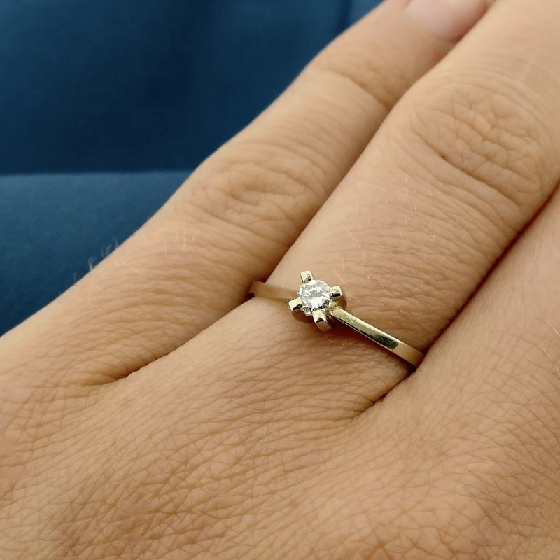 Image 8 of White gold solitaire ring with diamond | 0.10 ct.