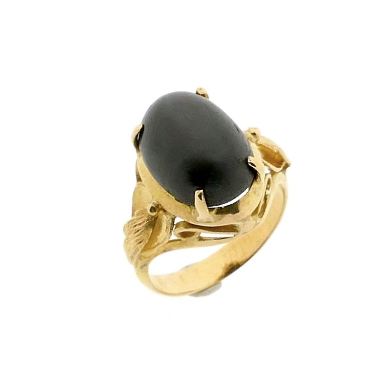 Image 1 of Gold ring with black labradorite