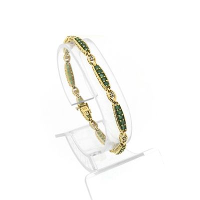Image 1 of Gold bracelet with emerald and diamond; 0.04 ct. | 18.5 cm