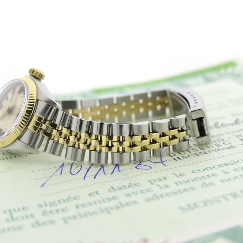 Image 13 of Rolex Oyster Perpetual 6719; Vintage 18k. goud/stalen dames horloge