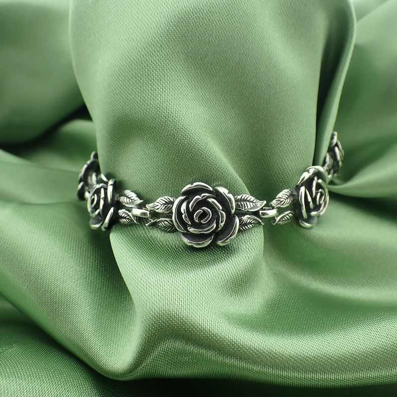 Image 6 of Vintage silver rose bracelet | 19 cm