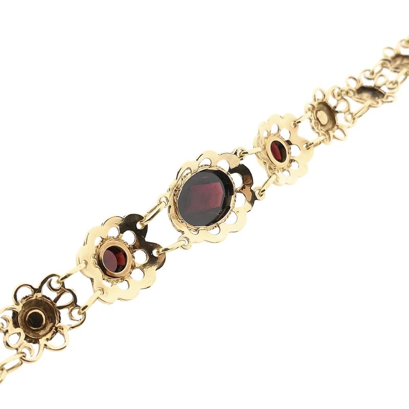Image 9 of Gold Bracelet with Garnet; 14 Karat; 18.5 cm