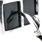 Image 4 of White gold cufflinks with onyx and diamonds; 1.20 ct.