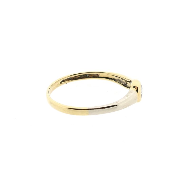 Afbeelding 7 van Bicolor gouden ring met diamant; 0,10 ct.