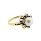Image 5 of Gold ring with pearl and diamonds 0.21 ct.
