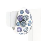 Image 4 of White gold domed stud earrings with aquamarine and amethyst