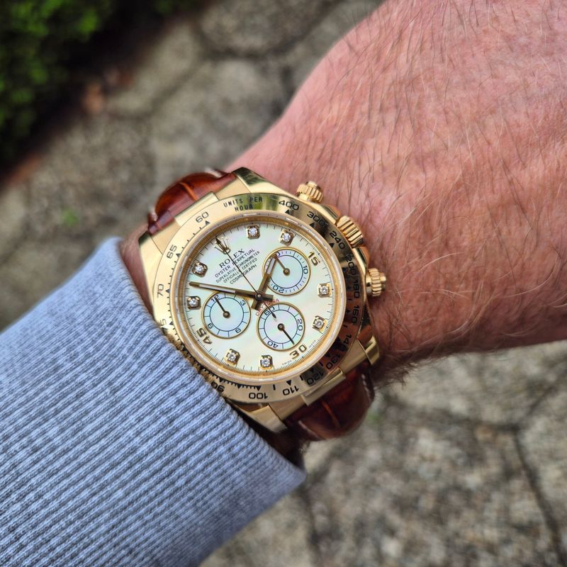 Afbeelding 13 van Rolex Daytona 116518 Mother of Pearl & Diamonds; 18ct. Gouden Heren Horloge (Full-Set 2010)