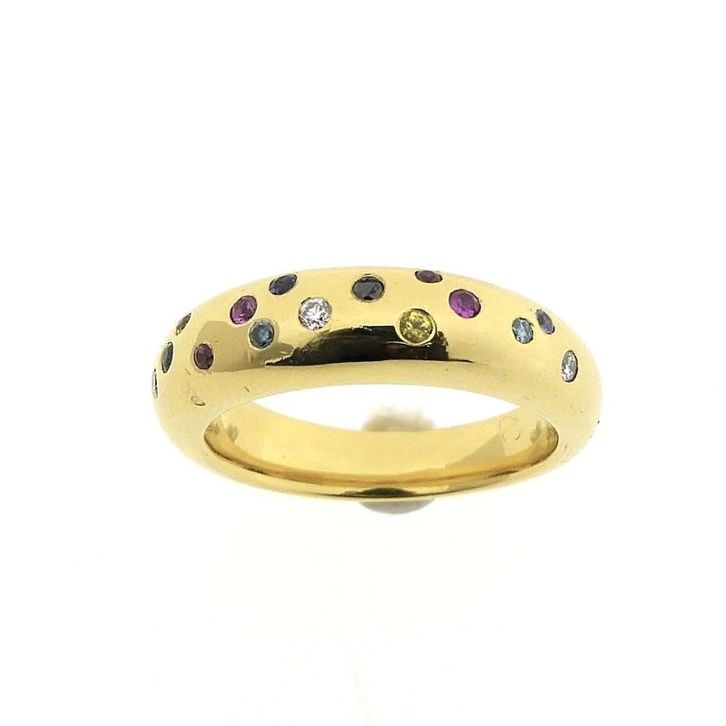 Image 4 of Gold ring set with a cluster of sapphires and diamonds | Bron Jewelry