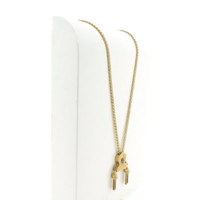 Image 2 of Antique gold sliding chain with tassels and diamond; approx. 0.05 ct.