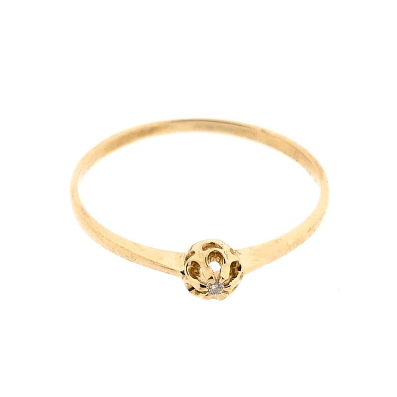 Image 5 of Gold Ring with Diamond 0.005 ct; 14 Karat; Size 16.75