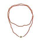 Image 6 of Vintage red coral beaded necklace with gold clasp | 96 cm