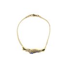 Image 3 of Gold flat gourmet link bracelet with synthetic sapphire and zirconia | 20.5 cm
