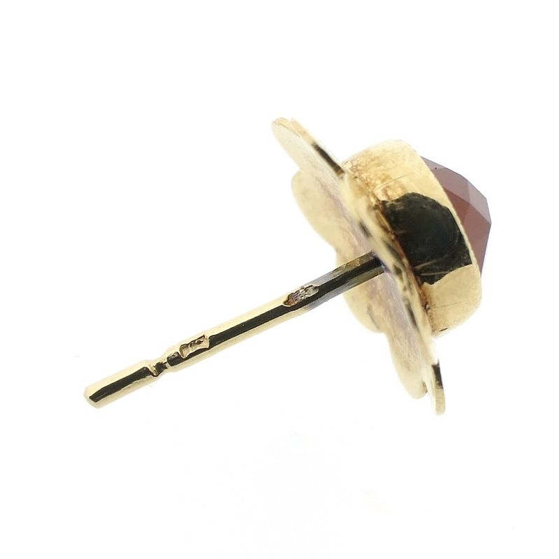 Image 6 of Gold stud earrings with carnelian | Vintage/antique