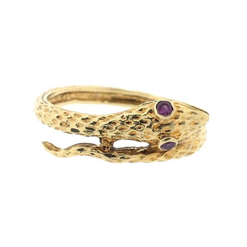 Image 7 of Gold ring; snake with ruby