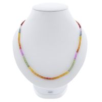 Multicolored sapphire bead necklace with gold clasp | 45 cm
