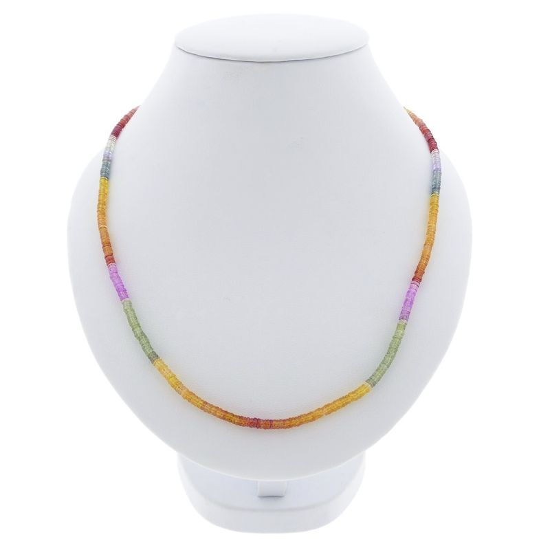Image 1 of Multicolored sapphire bead necklace with gold clasp | 45 cm