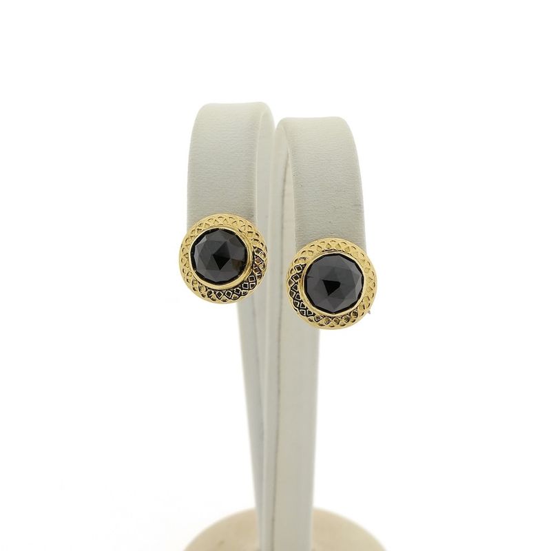 Image 3 of Vintage gold stud earrings with garnet
