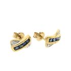 Image 4 of Gold stud earrings with sapphire and diamond | 0.02 ct.