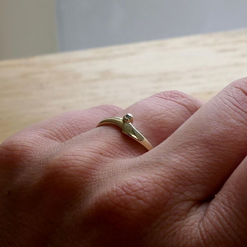 Image 7 of Gold Ring with Diamond; 0.01 ct.