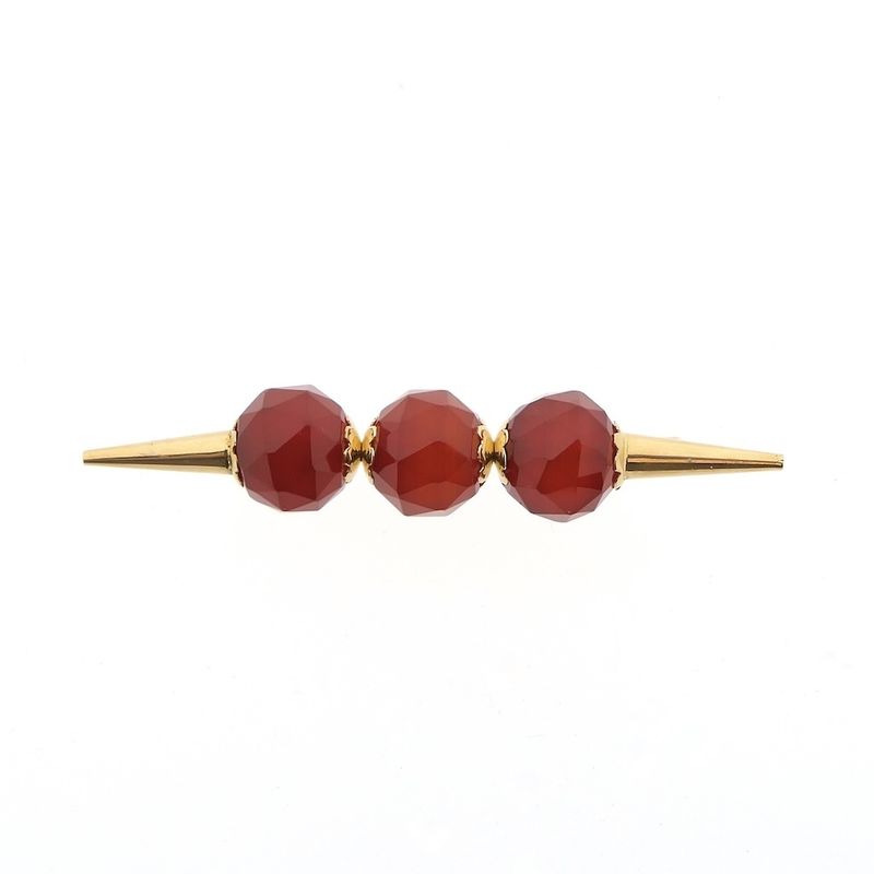 Image 1 of Vintage gold brooch with carnelian