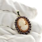Image 5 of 8K Pendant with cameo and garnet | Antique