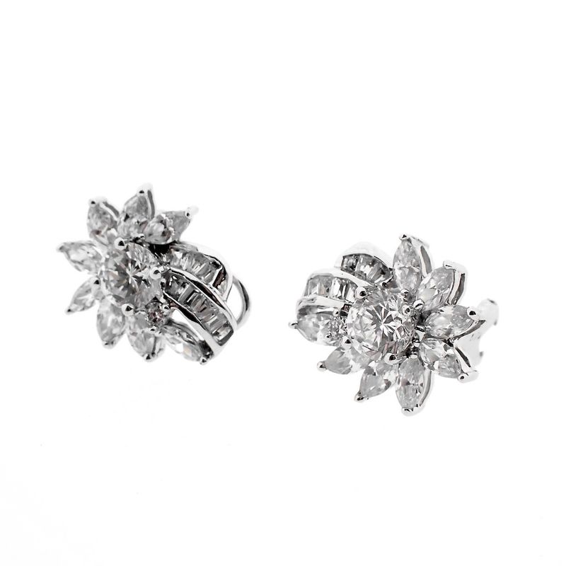 Image 6 of 18 carat white gold stud earrings with zirconia stones