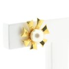 Image 4 of Gold floral stud earrings with pearl