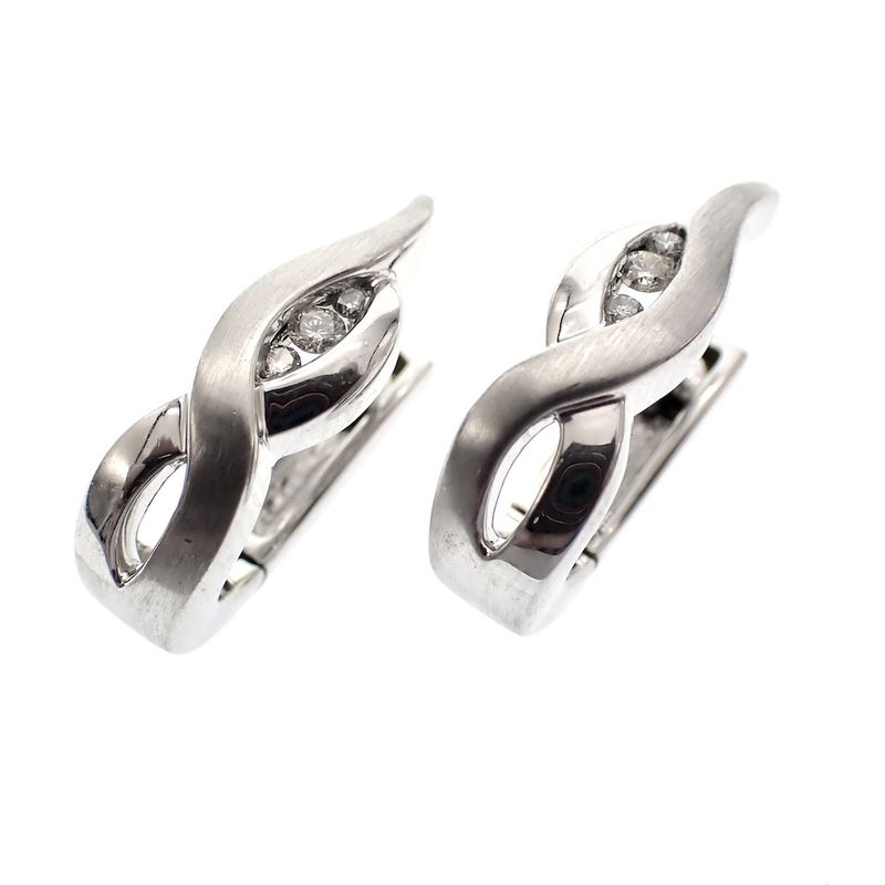 Image 5 of White gold earrings set with 0.12 ct. diamonds | Flame