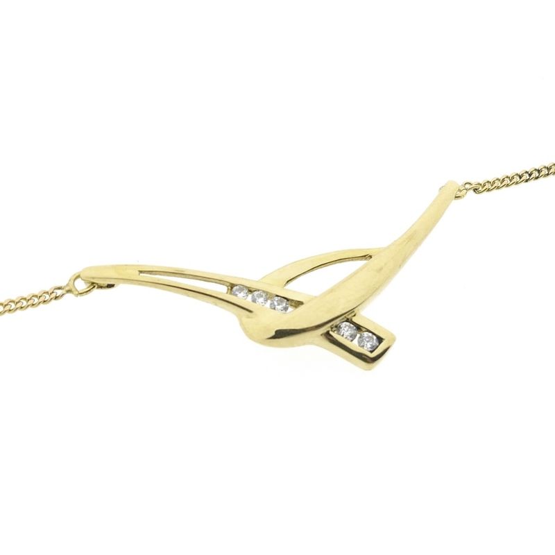 Image 5 of Gold gourmet link necklace with fixed pendant | 42 cm | Zirconia