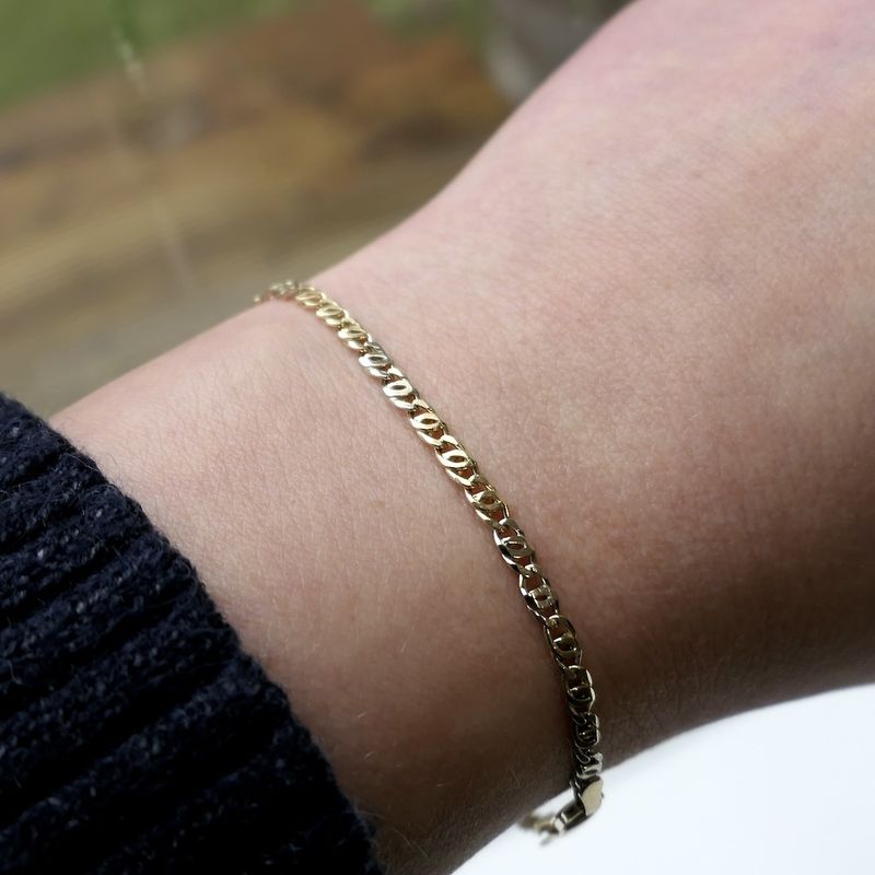 Image 8 of Two-tone gold navy link bracelet