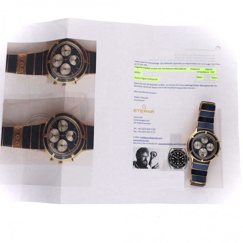 Afbeelding 20 van Eterna Airforce Galaxis Moonphase 850.4386.68; Vintage 18k. Gouden Heren Horloge