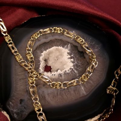 Image 2 of Two-tone gold navy link necklace